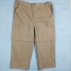 Boulder Creek Mens Pants Cargo Convertible Brown Canvas Zip Off 48x27